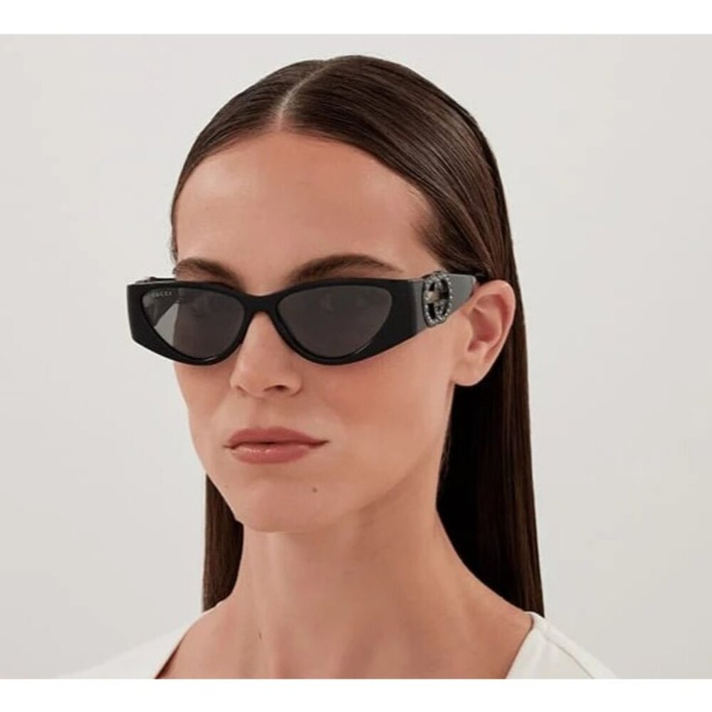 NEW GUCCI SUNGLASSES BLACK GREY WOMEN EYEWEAR GUCCI - Picture 3 of 4